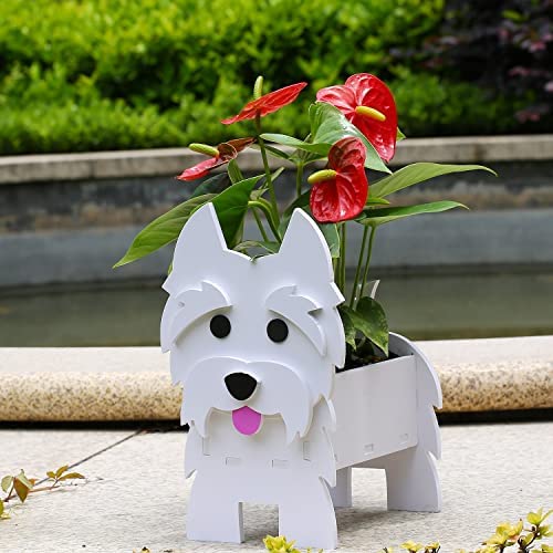 Gochoi Small Westie Gifts Dog Planter,PVC Animal Plant Pots Outdoor Indoor Garden Planters for Succulent,Cute Rectangular Plant Flower Pots Outside Holder Office Home Decor S Westie