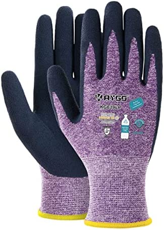 KAYGO Latex Coated Work Gloves for Women Breathable, 3/12 Pairs Recycled Polyester Gardening Gloves, Eco Friendly Safety Yard Work Gloves for Ladies, KGE19L