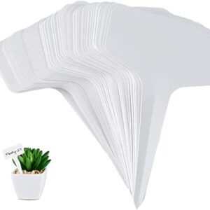 100Pcs Plastic Plant Labels White, Reusable T-Type Waterproof Garden Markers, Outdoor Plant Labels for Potted Plants, Flowers, Seed, Seedling, Vegetables,Herb (6x10cm )