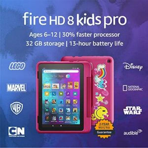 All-new Fire HD 8 Kids Pro tablet | 8-inch HD display, ages 6–12, 30% faster processor, 13-hour battery life, Kid-Friendly Case, 32 GB, 2022 release, Rainbow Universe