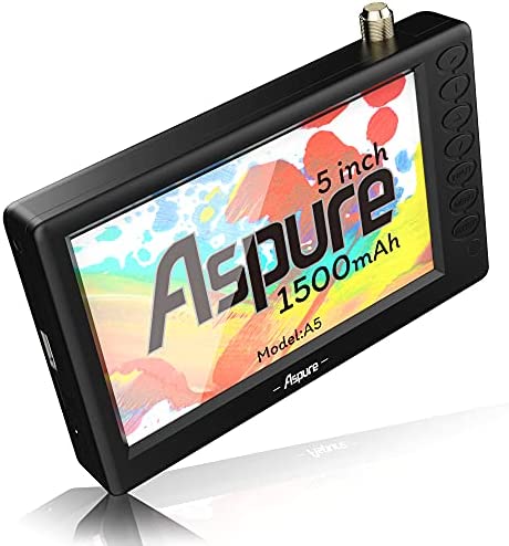 aspure Pocket 5 Inch Portable Digital DVB-T2 TFT HD Screen Freeview LED Mini TV with USB,TF Card input.Built-in Recharge Battery Television/Monitor for outdoor -D5