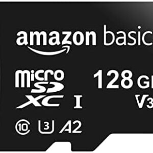 Amazon Basics - MicroSDXC, 128 GB, with SD Adapter, A2, U3, Read Speed up to 100 MB/s, Black