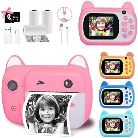 TOYOGO Instant Camera for Kids, 2.4 Inch LCD Screen Kids Print Camera, Digital Camera for Children with 6x Zoom, 24 M Pixels Dual Lens & 1080P Video Recorder, Gift for Boys and Girls