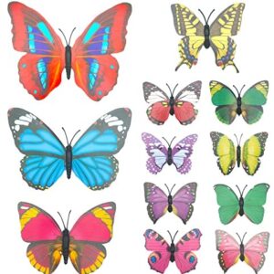 12PCS Butterfly Wall Decor, Garden Butterfly Sculpture Ornaments for Indoor Outdoor Garden Yard Sheds Home Walls Fences Decor (3 Size) 7/9/12CM Y5HDQT