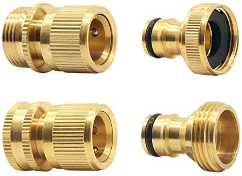 Hydrogarden Garden Hose Quick Connector Brass Quick Hose End Connector Garden Hose Nozzle Connect Kit,Quick Disconnect Hose Fittings Male and Female