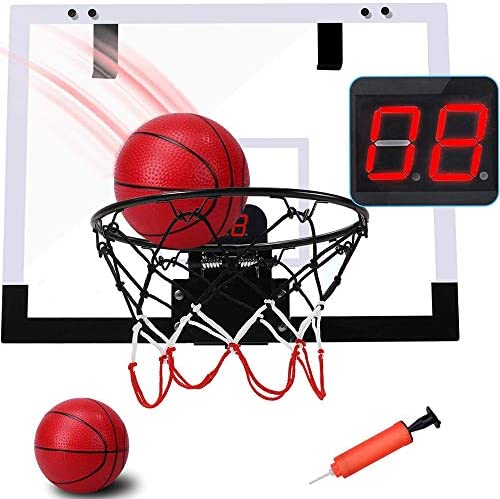 Kids Portable Mini Basketball Hoop - Indoor Wall Mounted Shooting Ball Game Indoor Outdoor Sport Set Toys with Electronic Score Record with 2 Balls for Boys Girls