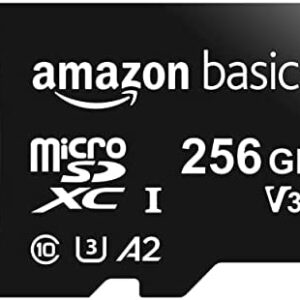 Amazon Basics - MicroSDXC, 256 GB, with SD Adapter, A2, U3, read speed up to 100 MB/s