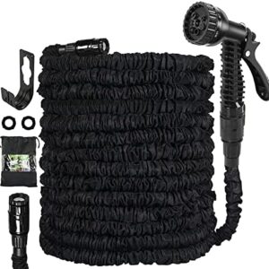 Garden Hose 15m, 50 FT Hose Pipes with 7 Modes Water Spray Gun, Expandable Hose Pipe Spray Gun, Garden Hose Reel, Magic Water Pipe (50FT, Black)