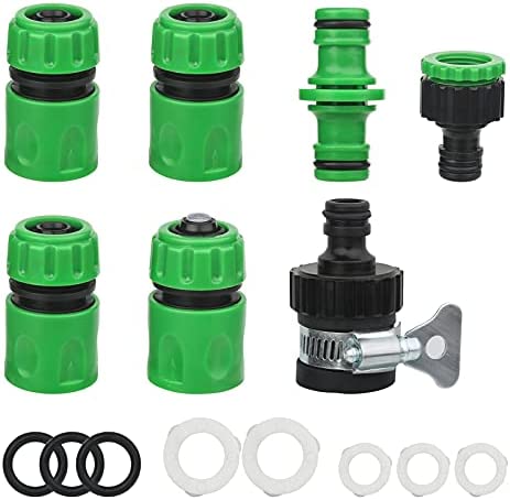 Garden Hose Connector Kit, Hose Connector Accessories Set, Hose End Quick Connector, Universal Faucet Connector, Hose Waterstop Connector, 2 in 1 Tap Connector, Double Male Snap Connector & Seal Ring