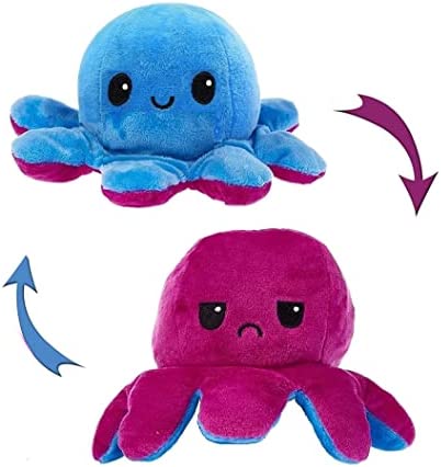 ROMESA Style 2 Octopus Plush Toy for Kids Boys Girls Double-Sided Reversible Octopus Plush Octopus Reversible Plushie Baby Toys Gifts for Kids Mood Octopus (Blue-Purple)