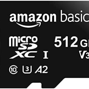 Amazon Basics - MicroSDXC, 512 GB, with SD Adapter, A2, U3, read speed up to 100 MB/s