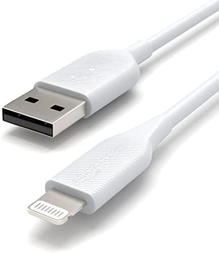 Amazon Basics Lightning to USB A Cable - MFi Certified iPhone Charger, White, 0.9 m (2-Pack)