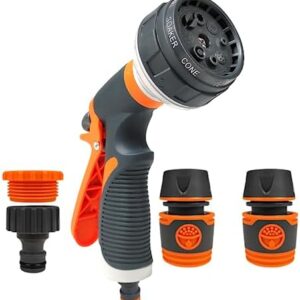 102 Garden Hose Spray Gun Set 8 Patterns High Pressure Nozzles Garden Watering Spray Gun Set Car Wash Spray Gun Pet Shower Nozzle(Orange)