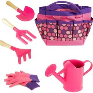 YunNasi Children’s Gardening Tools Set of 6 Outdoor Garden Toys for Kids (Pink)