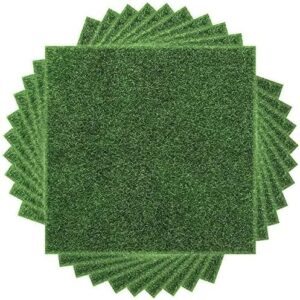 10Pcs Artificial Turf Synthetic Lawn Realistic Grass Micro Landscape DIY Grass Tiles Path Paving Fake Grass Decoration Door Mat Patch (10Pcs 15 * 15 cm)