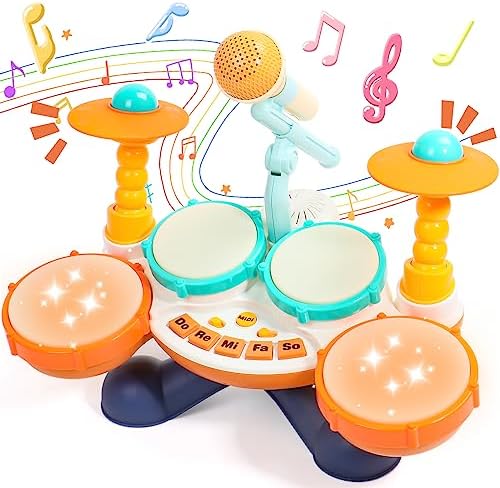Kids Drum Kit - Toys for 1 Year Old Boys Girls Drum Set Baby Musical Instruments 1 Year Old Gifts Boys Girls, Presents Babys Toys for 1 2 Year Old 12 Months for Toddlers Nursery Children Kids Boy Girl
