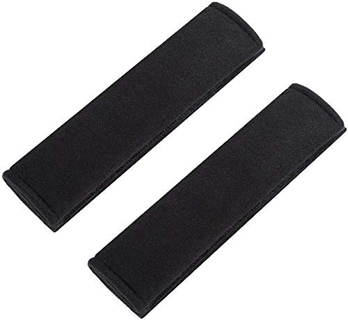 URAQT Car Seat Belt Pad Cover 2 Pack, Car Seat Belt Pads Safety Belt Strap Luggage Shoulder Pad for Adults and Children, Black
