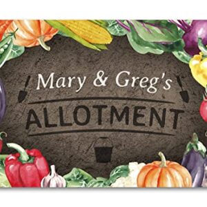 Personalised Allotment METAL Plaque Sign. Outdoor Garden Flowers Summer House Gift. Community Herb Watercolour Country Cottage Vegetable (A3 (405mm x 287mm))