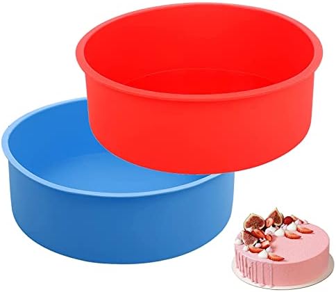 Silicone Cake Tins for Baking, 2 Pcs 6 Inch Round Cake Tin, Nonstick & Quick Release Silicone Baking Tins for Layer Cake, Cheesecake, Rainbow Cake