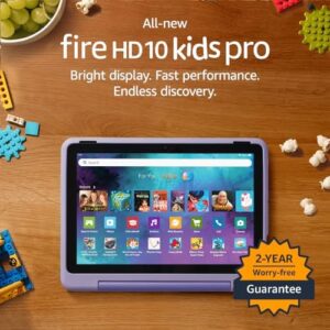 All-new Amazon Fire HD 10 Kids Pro tablet | ages 6–12, 10.1" brilliant screen, long battery life, parental controls, slim case, 2023 release, 32 GB, Happy Day