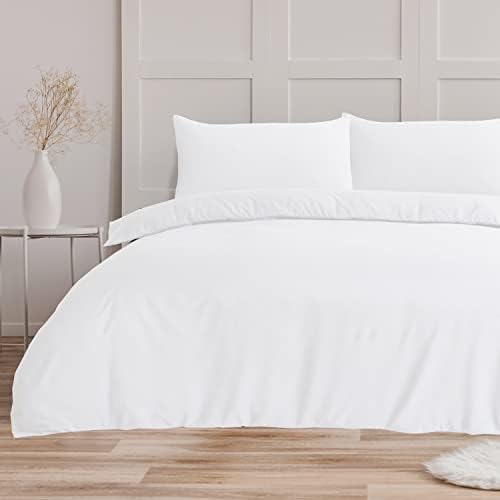 Bronwen Mathews White King Size Duvet Set - Soft Microfibre King Bed Quilt Cover with 2 Pillowcases,Easy Care Wrinkle Free King Size Bedding Set of 3 Pcs(White, King Duvet Set)