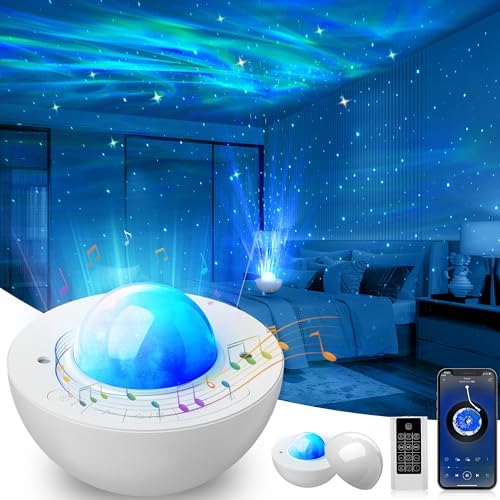 Galaxy Projector Night Light for Kids Bedroom, Nebula Starry Light Projector with Remote Control, Bluetooth, White Noise & Auto Timer, Celling Projector Light for Adults Room Home Party Decor Gift