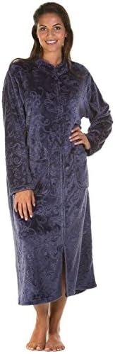 Lady Olga Soft Feel Embossed Fleece Nightwear in 3 Styles Zip Gown, Button Dressing Gown or Bed Jacket