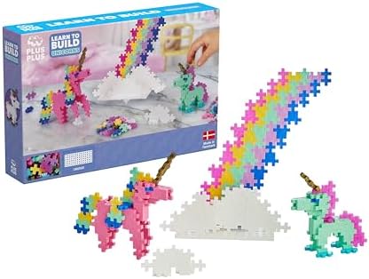 Plus-Plus 3908 Ingenious Construction Toy, Learn to Build, Unicorns, Creative Building Blocks, 275 Pieces