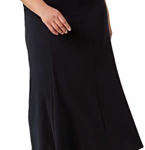 Roman Originals Curve Panelled Midi Skirt for Women UK - Ladies Autumn Everyday Winter Holiday Pull-On Comfy Soft Stretch Jersey Vacation Work