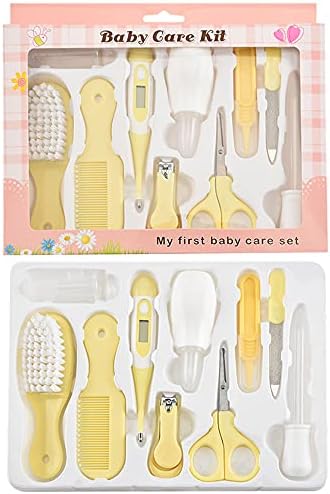 RoseFlower Baby Healthcare and Grooming Kit, 10 in 1 Baby Item Newborn Essentials Nursery Care Set Include Finger Toothbrush Nail Trimmer Ear Cleaner - Baby Product for Infant Toddlers Boys Girls Kids