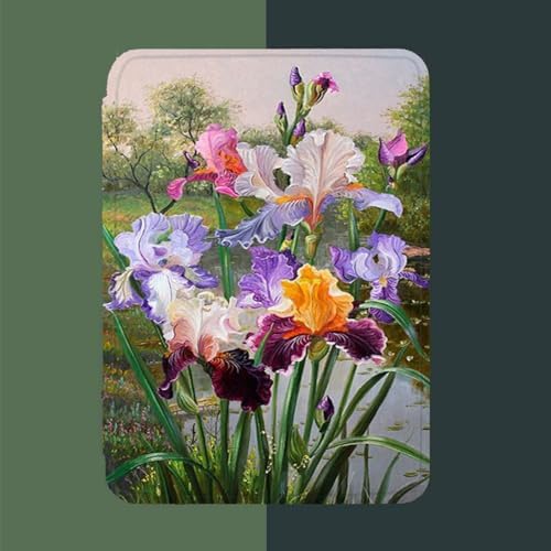DELIGUO Case For Cover For Amazon Kindle Voyage Smart Case Cover – Slim Light, Pu Leather Cover Case, Full Device Protection & Smart Auto Sleep Wake - Riverside Flowers