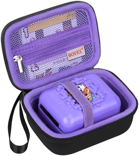BOVKE Carrying Case for Bitzee Interactive Toy Digital Pet and Case, Hard Travel Storage Holder Fits Bitzee Virtual Electronic Pets Kids Toys, Extra Space for Manual, Batteries, Black+Purple