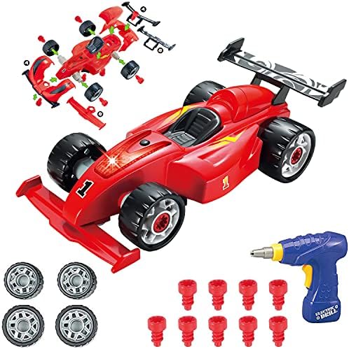 Pup Go F1 Take Apart Racing Car 2 in 1 Construction Building Toys, Drill Power Tools to Easy Build Your Own Car with Realistic Sound Lights, Gifts Presents for Age 3+ Year Old Boy Kids Children