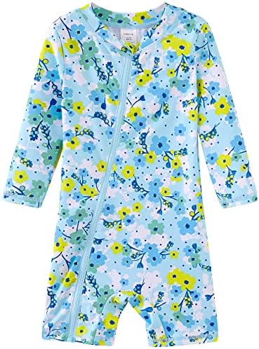 UMELOK Baby Girls Swimsuit Full Zip One Piece Bathing Suit UPF 50+ Sun Protection Swimwear