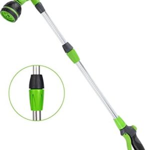 YESTAR Watering Lance Telescoping 71-95cm, Long Pole Garden Hose Nozzle Sprayer Wand with Swiveling Head 8 Modes, Lightweight Wand for Lawn