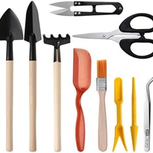 10 Pieces Mini Gardening Tools Flax Bag Set Gardening Transplanting Tools for Succulent Plant Transplanting and Shovel Operation Convenient Indoor and Outdoor Small Fairyland Garden Plant Care